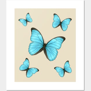 Morpho butterflies cartoon illustration Posters and Art